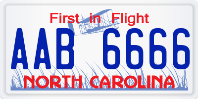 NC license plate AAB6666