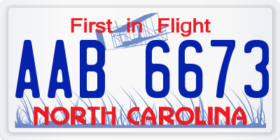 NC license plate AAB6673