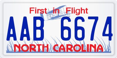 NC license plate AAB6674