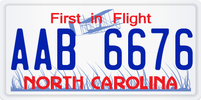 NC license plate AAB6676