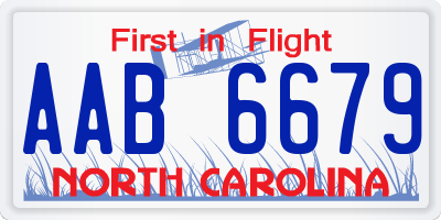 NC license plate AAB6679