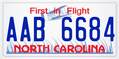 NC license plate AAB6684