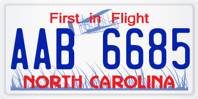 NC license plate AAB6685