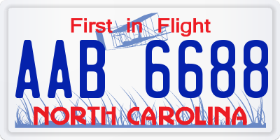 NC license plate AAB6688