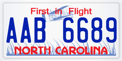 NC license plate AAB6689