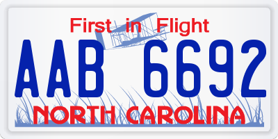 NC license plate AAB6692