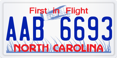 NC license plate AAB6693