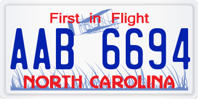 NC license plate AAB6694