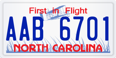 NC license plate AAB6701