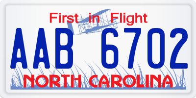 NC license plate AAB6702