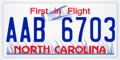 NC license plate AAB6703