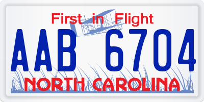 NC license plate AAB6704