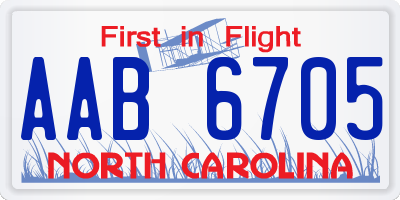 NC license plate AAB6705