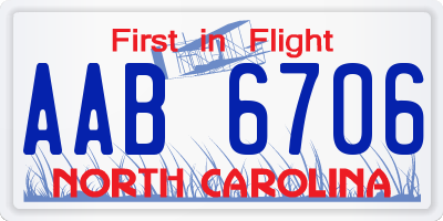 NC license plate AAB6706