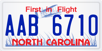 NC license plate AAB6710