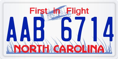 NC license plate AAB6714