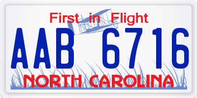 NC license plate AAB6716