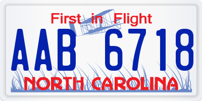 NC license plate AAB6718