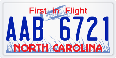 NC license plate AAB6721