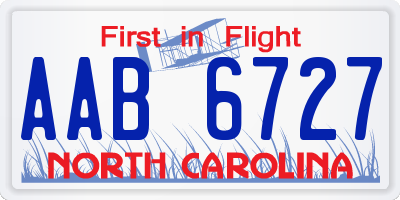 NC license plate AAB6727