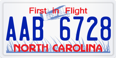 NC license plate AAB6728