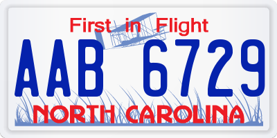 NC license plate AAB6729