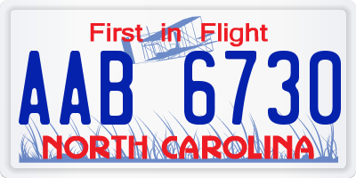 NC license plate AAB6730