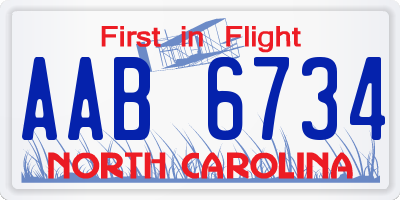 NC license plate AAB6734