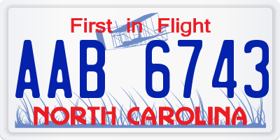 NC license plate AAB6743