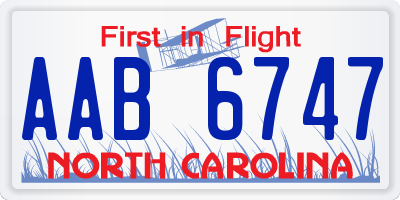 NC license plate AAB6747