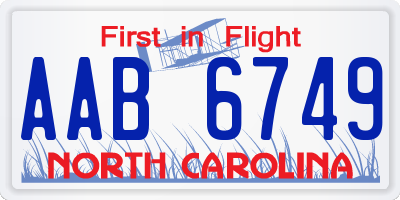 NC license plate AAB6749