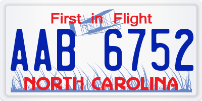 NC license plate AAB6752