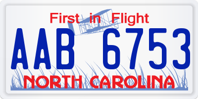 NC license plate AAB6753