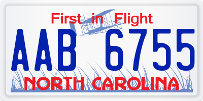 NC license plate AAB6755