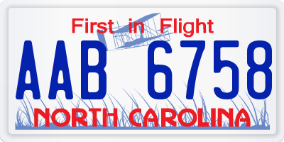 NC license plate AAB6758