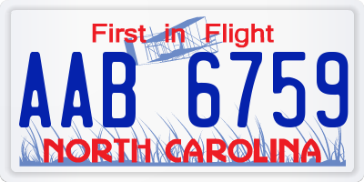 NC license plate AAB6759