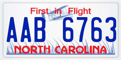 NC license plate AAB6763