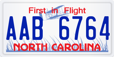 NC license plate AAB6764