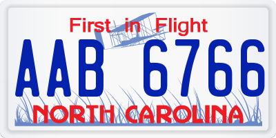 NC license plate AAB6766