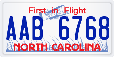 NC license plate AAB6768