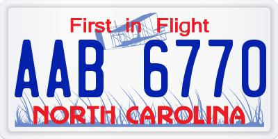 NC license plate AAB6770