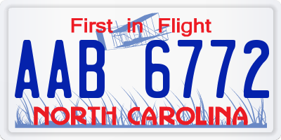 NC license plate AAB6772