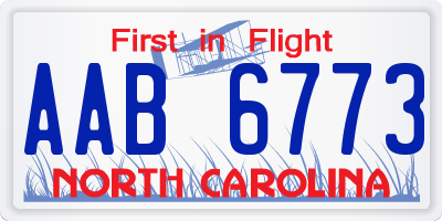 NC license plate AAB6773