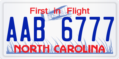 NC license plate AAB6777