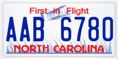 NC license plate AAB6780