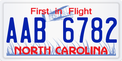 NC license plate AAB6782