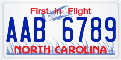 NC license plate AAB6789