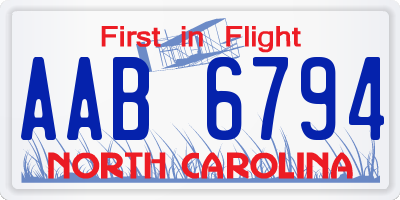 NC license plate AAB6794