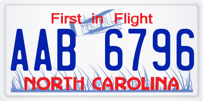 NC license plate AAB6796