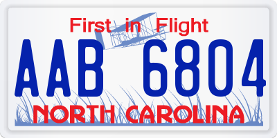 NC license plate AAB6804